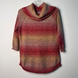 Cb Established 1962 Cowl Neck Scoop waist Red Mustard Sweater Woman’s Medium